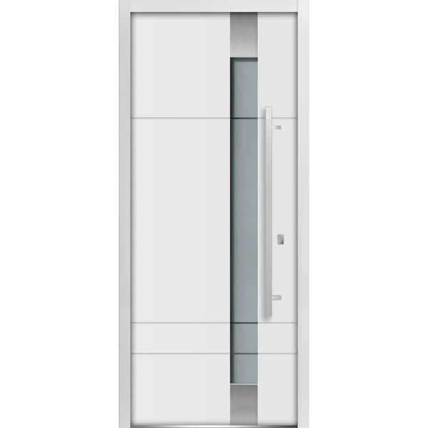 Vdomdoors Front Exterior Prehung Frosted Glass Steel Door 36x80 " Deux 1713 EnamelStainless Inserts Modern DEUX1713ED-BEM-36-LH - main